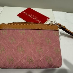 Dooney & Bourke Pink and Brown Logo Wristlet